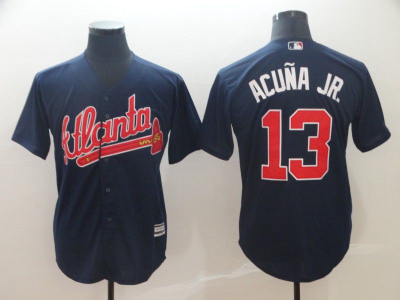 2019 Men Atlanta Braves #13 Acuna JR Blue Game MLB Jerseys->cincinnati reds->MLB Jersey